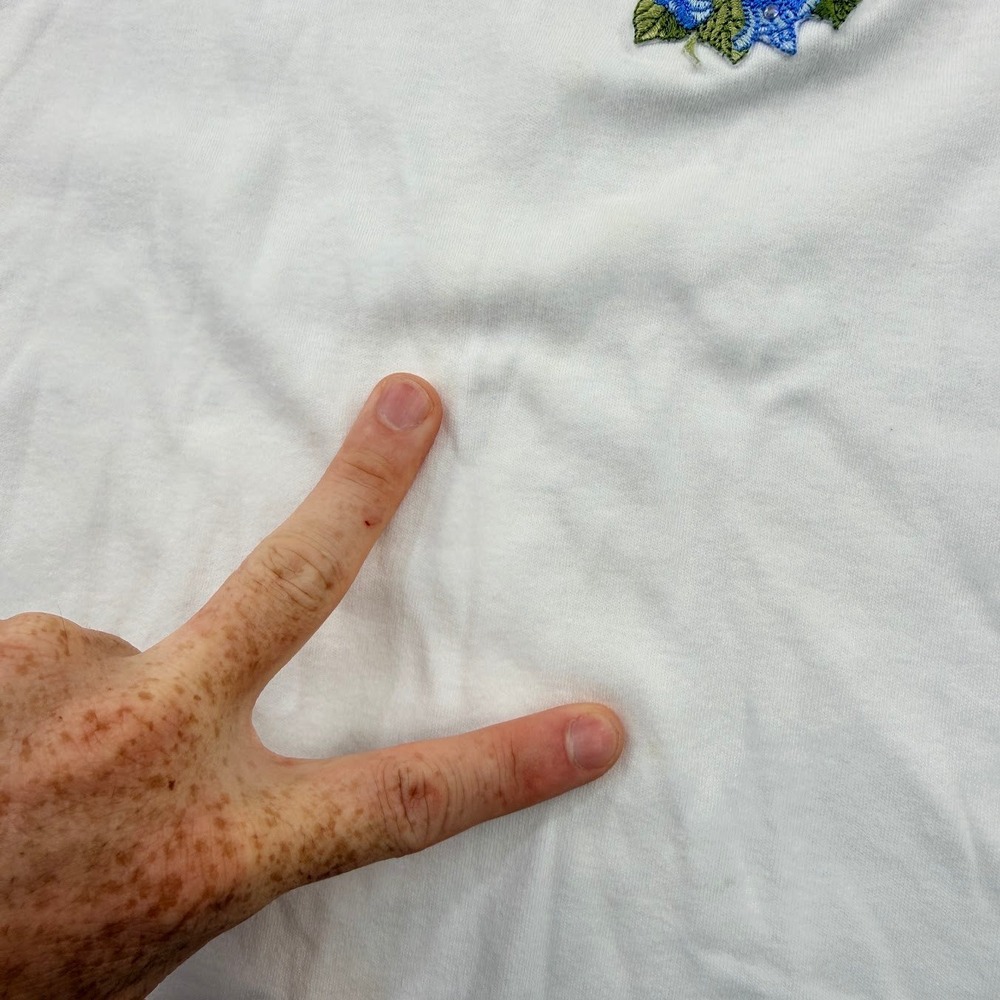Las Olas White Hummingbird Floral Embroidered Crop Top Cotton Womens XL - Picture 8 of 11